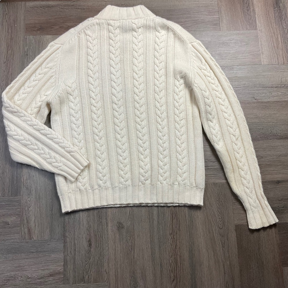 Daniel Cremieux Signature Sweater Mens Large Cream Cashmere 1/4 Zip Fisherman - Picture 2 of 9